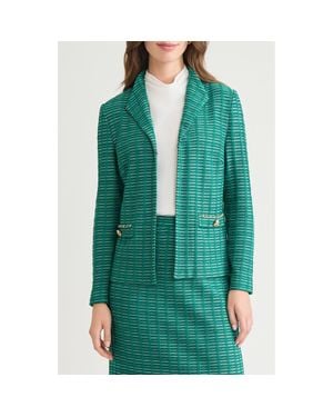 Ming Wang Chain Detail Ottoman Knit Jacket - Green