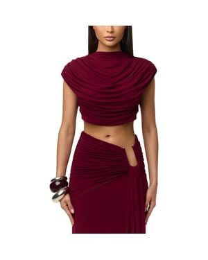 Naked Wardrobe Smooth Draped Crop Top - Red