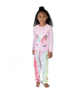 Leveret 2-Pc. Cotton Top & Fleece Pants Holiday Pajama Set - Red