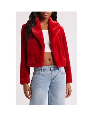 Blank NYC Shawl Collar Faux Fur Jacket - Red