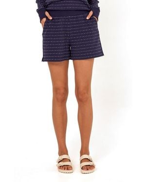 Threads For Thought Marlena Embroidered Dot Shorts - Blue