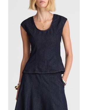 Madewell Seamed Scoop Neck Denim Top - Blue