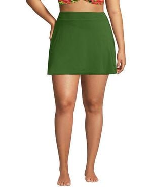 Lands' End Plus Size Tummy Control Swim Skirt - Green