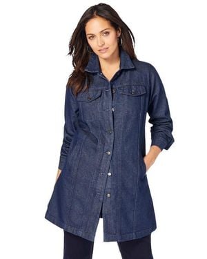 Jessica London Long Denim Jacket - Blue