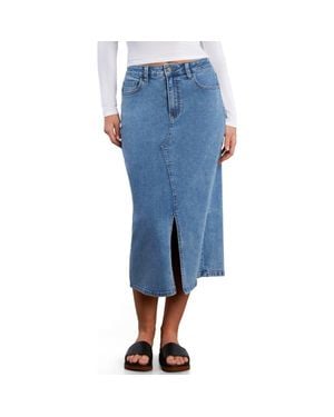 Wash Lab Denim Lucy Denim Midi Skirt - Blue