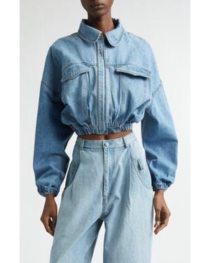 Renaissance Renaissance Baby Bubble Hem Denim Bomber Jacket - Blue