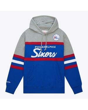 Mitchell & Ness Philadelphia 76Ers Fleece Head Coach Hoodie - Blue