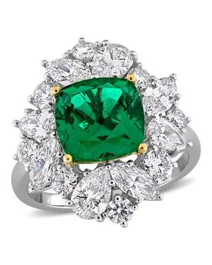 Julianna B Lab-Created & Diamond Floral Ring 18K - Green
