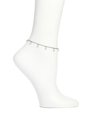 VIDAKUSH Dainty Crystal Drop Anklet - White