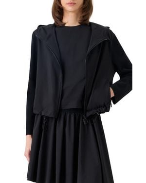 Akris Punto Mixed Media Stretch Merino Wool Parachute Jacket - Black