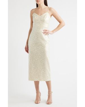 Eliza J Sequin Sleeveless Midi Dress - Natural
