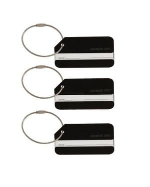 Members Only Luggage Tags, Set Of 3 Durable Metal Travel Tags - Black
