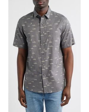 Pendleton Shoreline Short Sleeve Cotton Button-Up Shirt - Gray