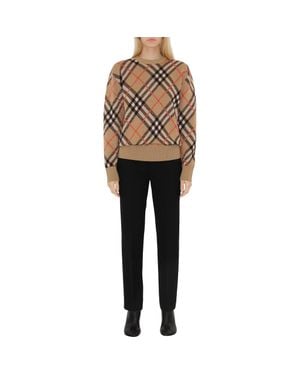 Burberry Check Wool Mohair Blend Sweater - Black