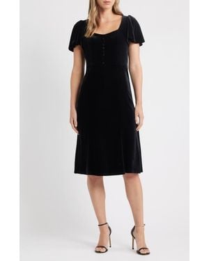 Anne Klein Flared Sleeve Velvet Dress - Black