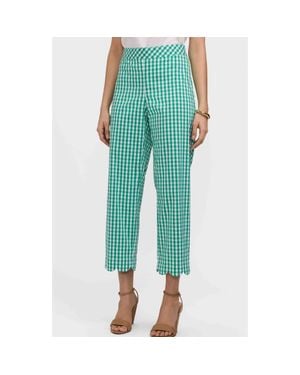 Foxcroft Elaine Gingham Scallop Hem Capri Pants - Green