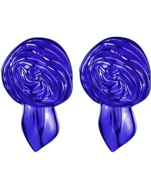 Sterling King Rosette Stud Earrings - Blue