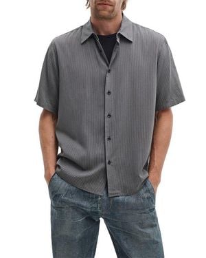 Rag & Bone Dalton Jacquard Short Sleeve Button-Up Shirt - Gray