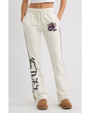 Von Dutch Low Rise Flared Raw Hem Sweatpants - White