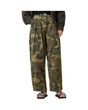 AllSaints Becca Camo Pleated Cotton Pants - Green