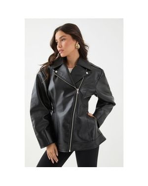 MissPap Faux Leather Biker Jacket - Black