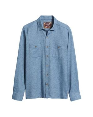 Johnston & Murphy Heathered Cotton Button-Up Shirt - Blue