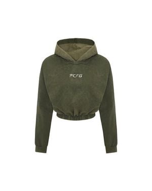 Pcfg Cotton Acid Washed Crop Hoodie - Green