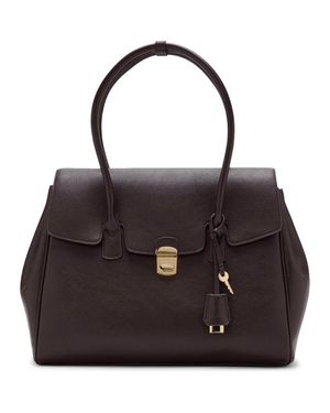 Mango Medium City Faux Leather Satchel - Black