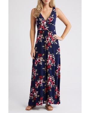 Loveappella Empire Waist Jersey Maxi Dress - Blue