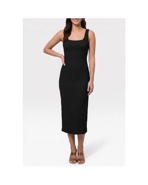 Rachel Roy Emi Sleeveless Pucker Knit Midi Dress - Black