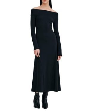 MARCELLA Tilly Off The Shoulder Long Sleeve Maxi Dress - Black