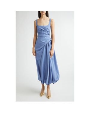 Lela Rose Asymmetric Faille Bubble Dress - Blue