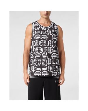 Philipp Plein Basket Tank Top Gothic Plein - Blue