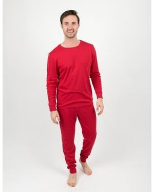 Leveret Cotton Solid Matching Family Pajamas - Red