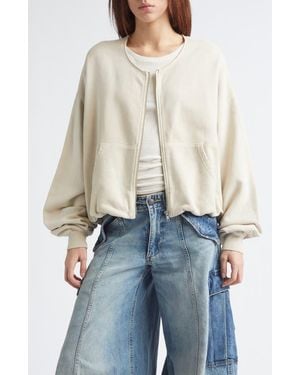 R13 Oversize Balloon Zip Crewneck Sweatshirt - Blue