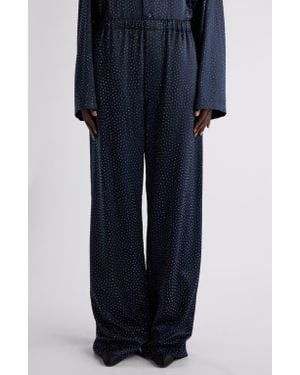 Balenciaga Crystal Embellished Satin Pajama Pants - Blue