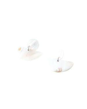 LIKHÂ Mother-Of-Pearl Geometric Coin Stud Earrings - White