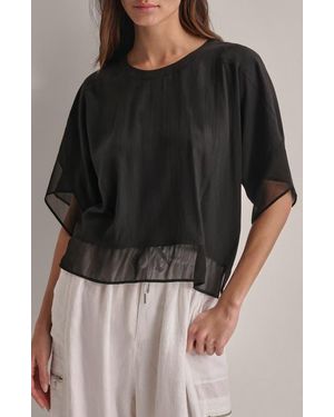 DKNY Mixed Media Dolman Sleeve Top - Black