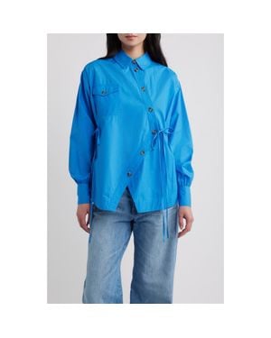 Damson Madder Lux Asymmetrical Organic Cotton Shirt - Blue