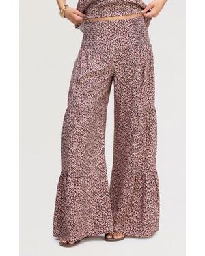 Sam Edelman Ruffled Hammered Satin Pants - Pink