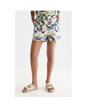 Scotch & Soda Patchwork Print Embroidered Shorts - Blue