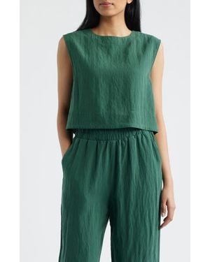 Cloth & Stone Boxy Back Button Sleeveless Top - Green