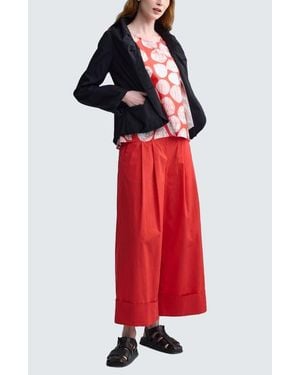 Luukaa Misla Solid Wide-Leg Poplin Pants - Red