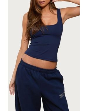 Edikted Kiarra Scoop Neck Crop Tank - Blue