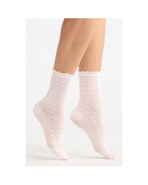 Casa Clara Margot Pointelle Crew Socks - White
