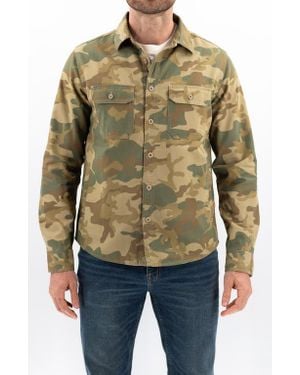 DEVIL-DOG DUNGAREES Canvas Button-Up Cpo Shirt Jacket - Blue