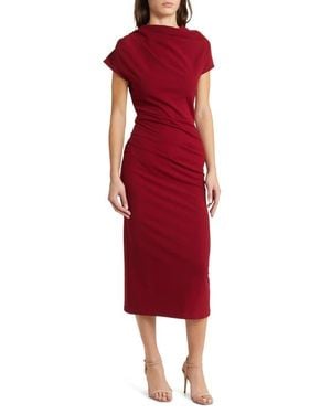 NIKKI LUND Marilyn Ruched Knit Dress - Red