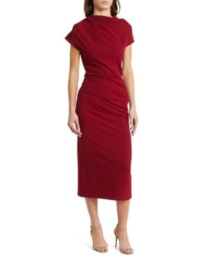 NIKKI LUND Marilyn Ruched Knit Dress - Red