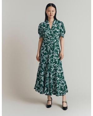 Ghost Capri Crepe Floral Midi Dress - Green