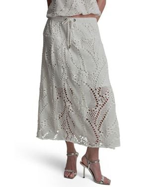 DKNY Crochet Leaf Midi Skirt - Gray